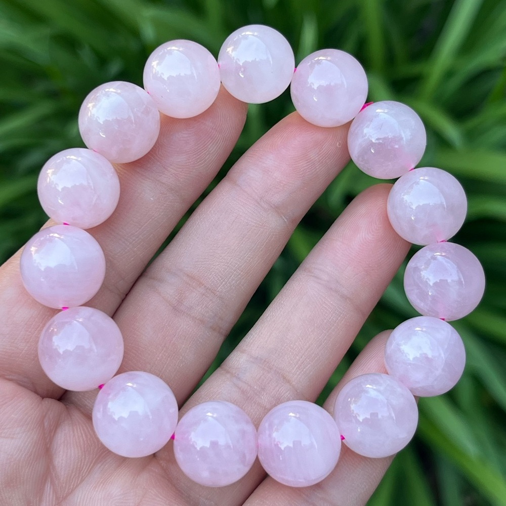 14mm stretchable rose‎ quartz bracelet